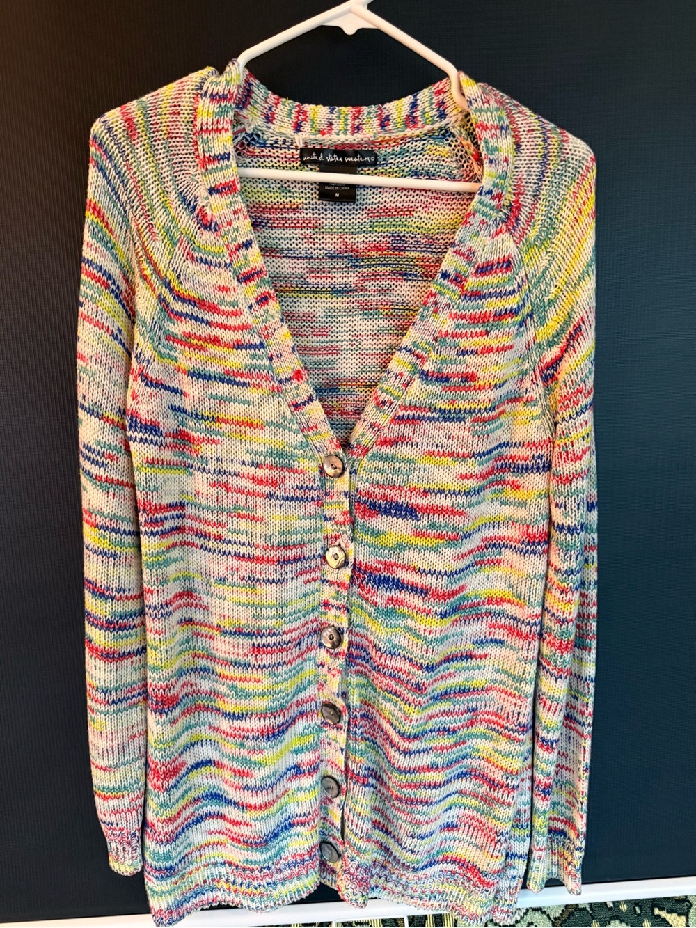 united states sweaters Multicolor Knit V-Neck Button Cardigan